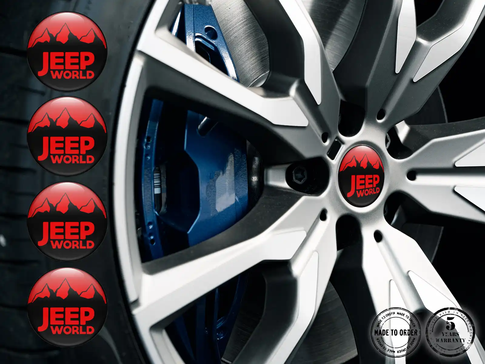 Jeep Style Autocollants Roues Emblèmes Bombés de Qualité